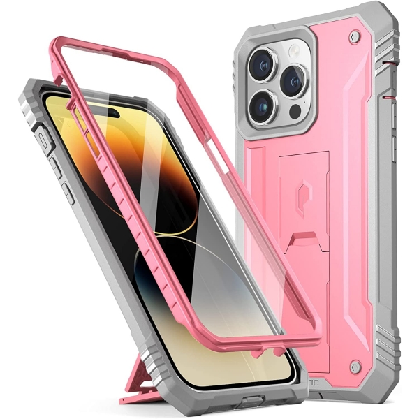 Poetic Revolution Serisi iPhone 14 Pro Klf (MIL-STD-810G)-Light Pink