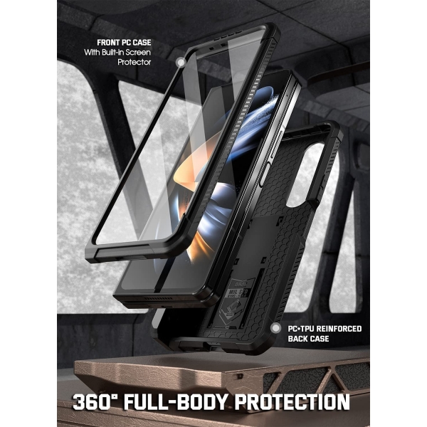 Poetic Spartan Serisi Galaxy Z Fold 4 Tam Korumal Klf (MIL-STD-810G)-Matte Black