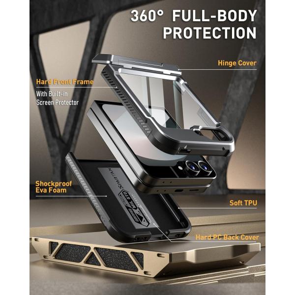 Poetic Spartan Galaxy Z Flip 6 Klf (MIL-STD-810G)-Metallic Gun Metal 