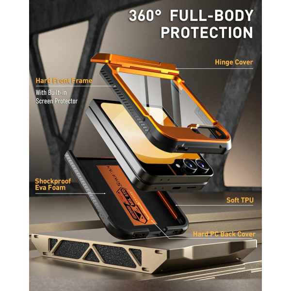 Poetic Spartan Galaxy Z Flip 6 Klf (MIL-STD-810G)-Metallic Orange