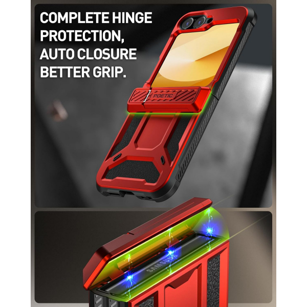 Poetic Spartan Galaxy Z Flip 6 Klf (MIL-STD-810G)-Metallic Red