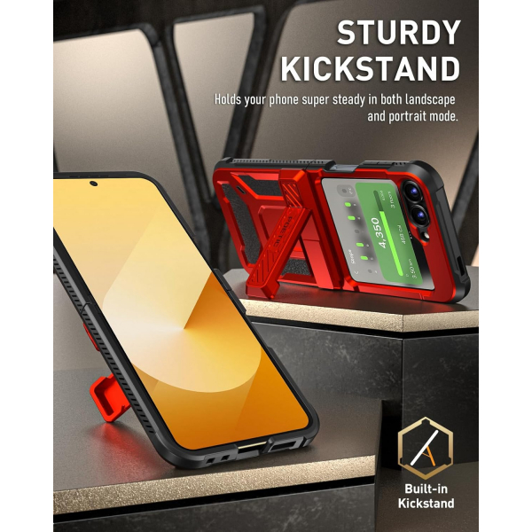 Poetic Spartan Galaxy Z Flip 6 Klf (MIL-STD-810G)-Metallic Red
