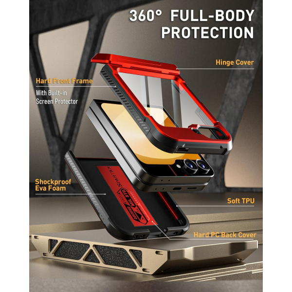 Poetic Spartan Galaxy Z Flip 6 Klf (MIL-STD-810G)-Metallic Red