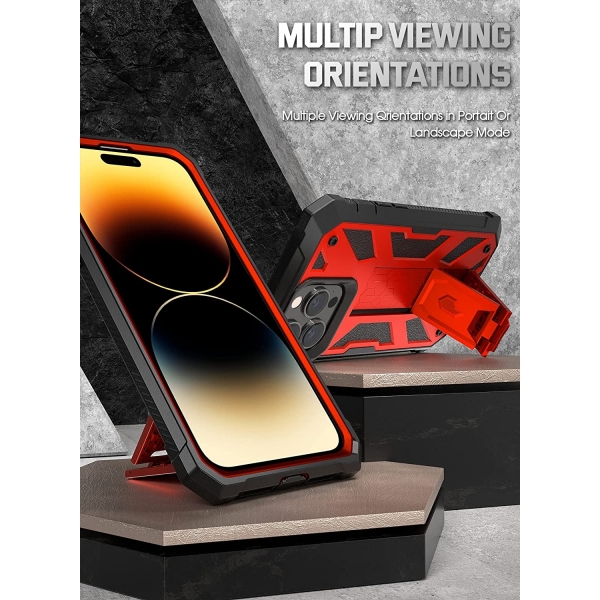 Poetic Spartan Serisi iPhone 14 Pro Klf (MIL-STD-810G)-Metallic Orange