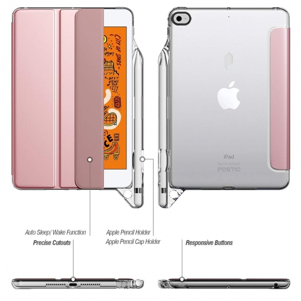 Poetic iPad Mini 5 Lumos X Serisi Kalem Blmeli Klf-Rose Gold
