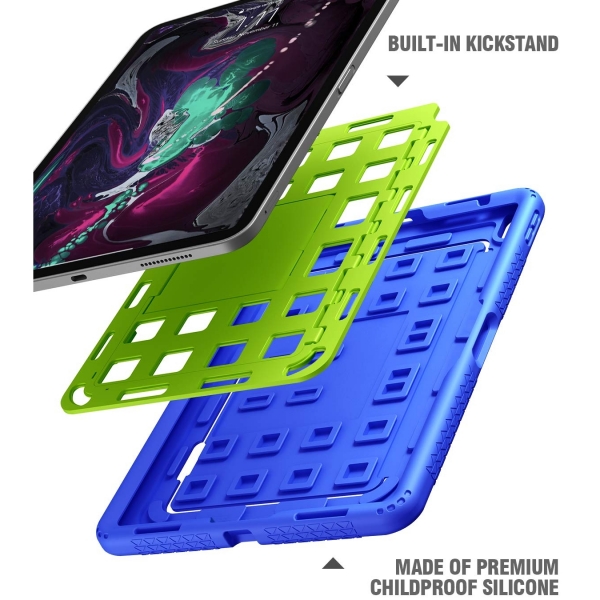 Poetic iPad Pro TurtleSkin Serisi Standl Klf (11 in)-Royal Blue Lime