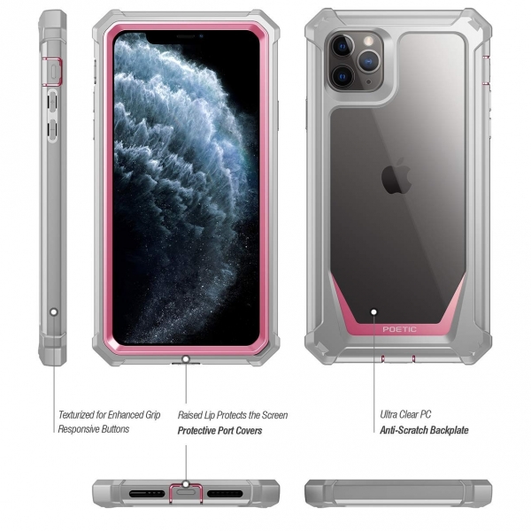 Poetic iPhone 11 Pro Max Guardian Serisi Klf (MIL-STD 810G)-Pink