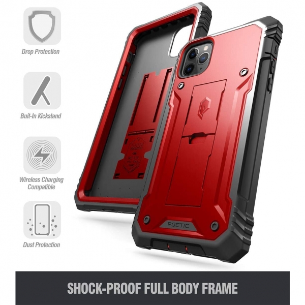 Poetic iPhone 11 Pro Max Revolution Serisi Klf (MIL-STD-810G)-Red