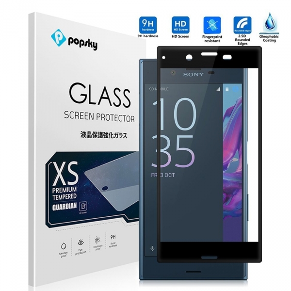 Popsky Sony Xperia XZ Temperli Cam Ekran Koruyucu-Black