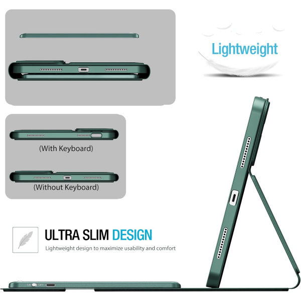 ProCase Apple iPad 11.Nesil Klavyeli Klf (11 in)-Midnight Green