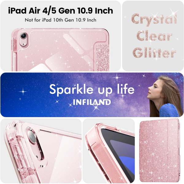 INFILAND Parlak iPad Air M2 Klf (11/10.9 in)-Rose Gold
