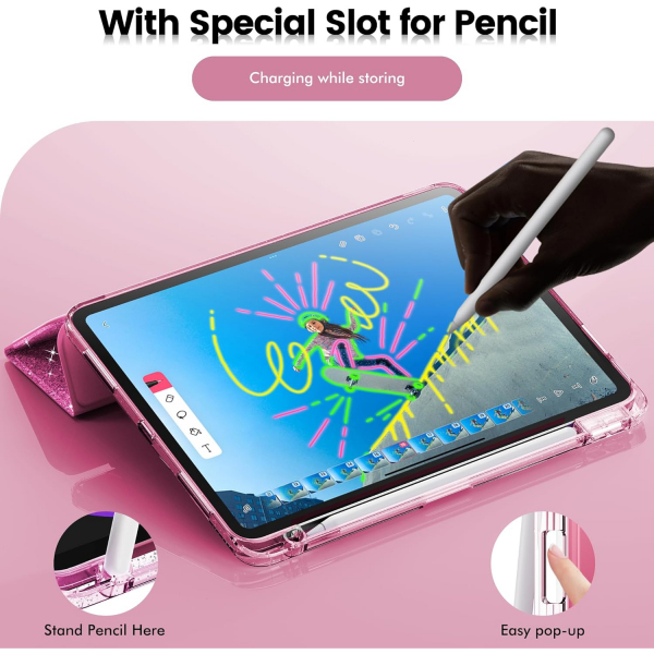 INFILAND Parlak iPad Air M2 Klf (11/10.9 in)-Rose Red