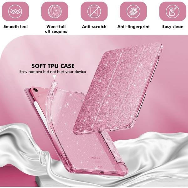 INFILAND Parlak iPad Air M2 Klf (11/10.9 in)-Rose Red