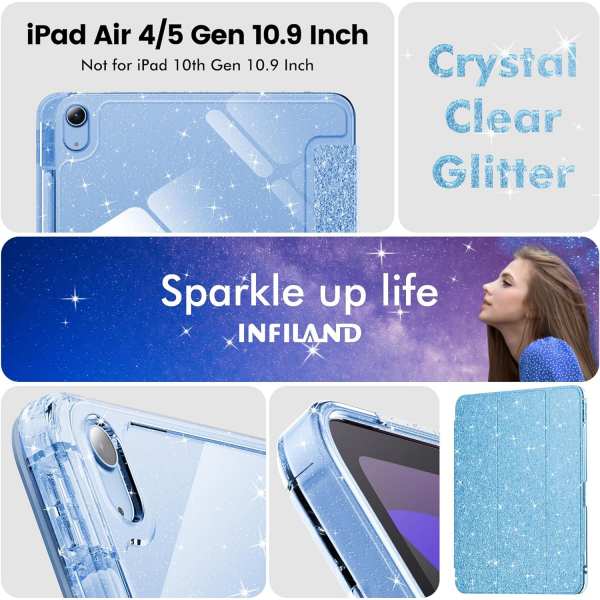 INFILAND Parlak iPad Air M2 Klf (11/10.9 in)-Blue