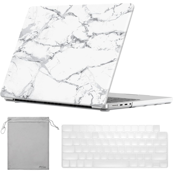 ProCase MacBook Pro nce Koruyucu Sert Klf (14 in)-Whitemarble