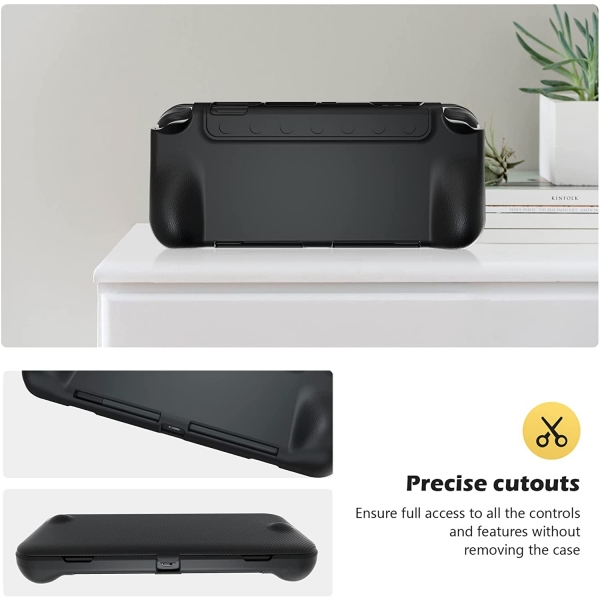 ProCase Nintendo Switch OLED in Klf ve Temperli Cam Ekran Koruyucu-Black