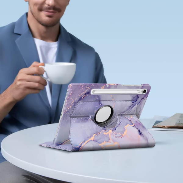 Fintie Samsung Galaxy Tab S10 FE Rotating Klf-Lilac Marble 