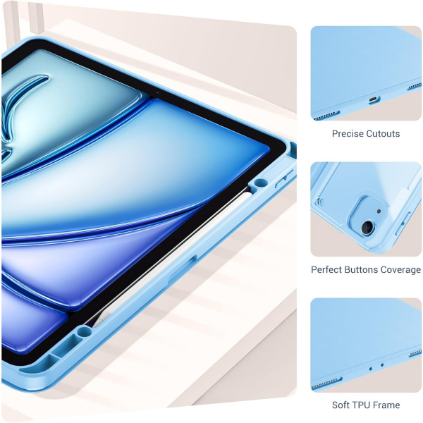 ProCase Apple iPad Air M2 Smart Folio Klf (13 in)-Blue