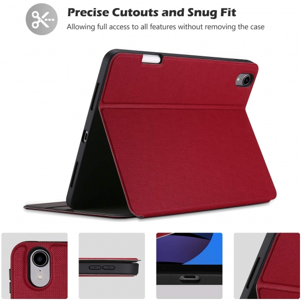 ProCase  iPad Air 4 Kalem Blmeli Klf (10.9 in)-Red