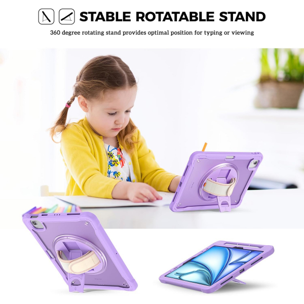 ProCase iPad Air M2/M3 ocuklar in Klf (11 in)-Purple