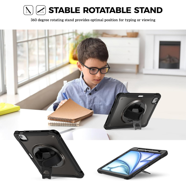 ProCase iPad Air M2/M3 ocuklar in Klf (11 in)-Black