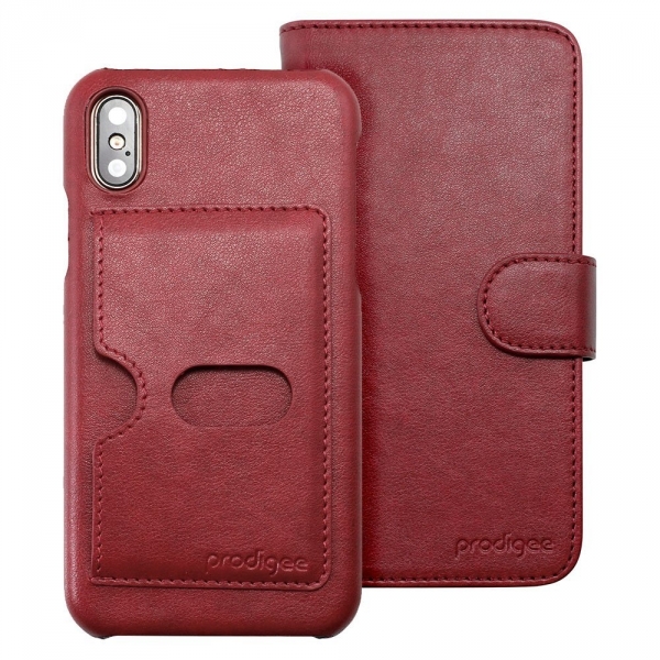 Prodigee Apple iPhone X Deri Czdan Klf-Red