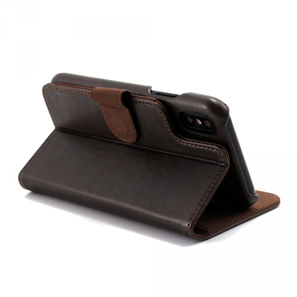 Prodigee Apple iPhone X Deri Czdan Klf-Brown