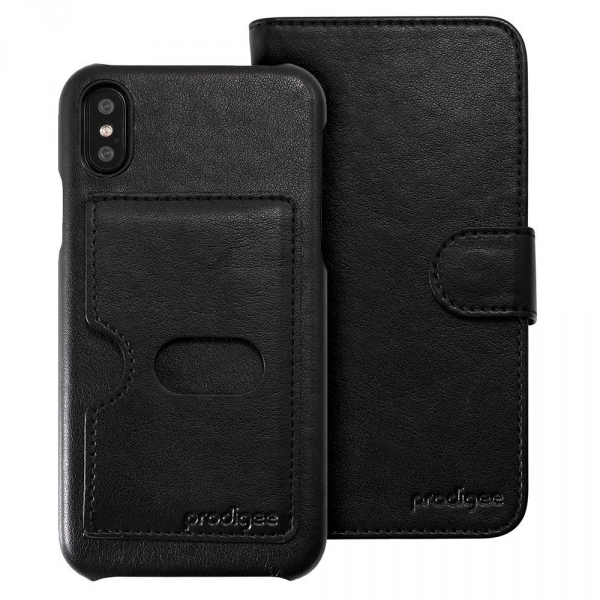 Prodigee Apple iPhone XS / X Deri Czdan Klf-Black