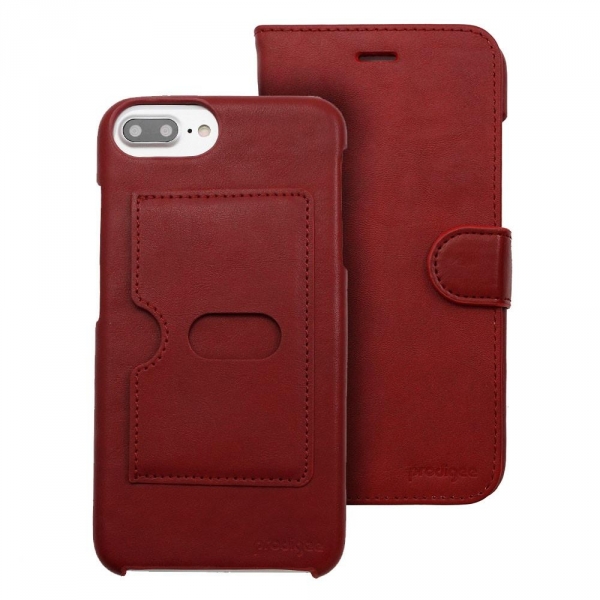 Prodigee iPhone 8 Plus Wallegee Deri Czdan Klf-Red