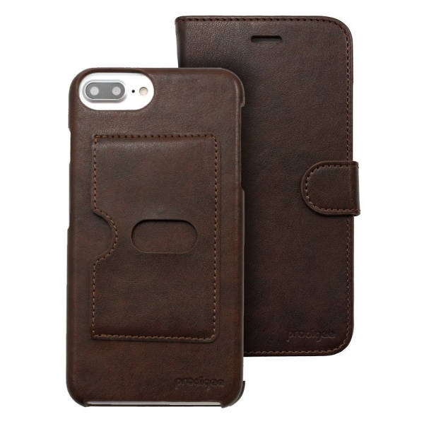 Prodigee iPhone 8 Plus Wallegee Deri Czdan Klf-Brown