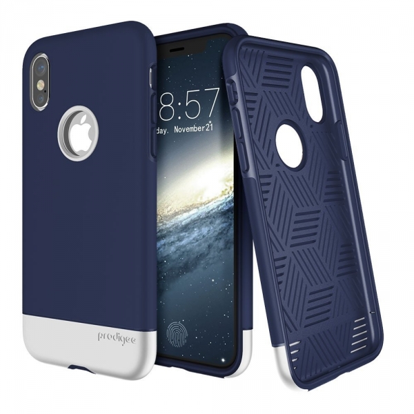 Prodigee iPhone XS / X Fit Pro Klf (MIL-STD-810G)-Navy Blue-Silver