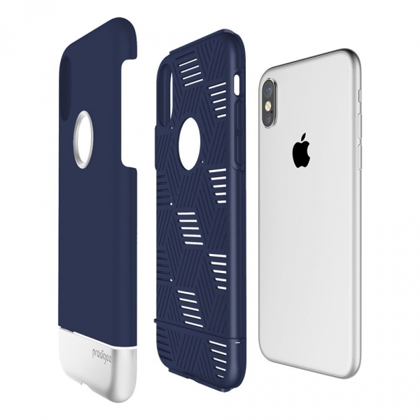 Prodigee iPhone X Fit Pro Klf (MIL-STD-810G)-Navy Blue-Silver