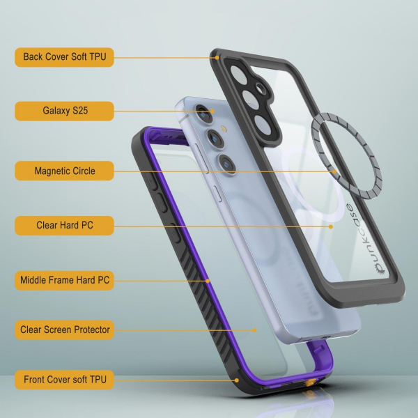 PunkCase Samsung Galaxy S25 Extreme Mag Klf-Purple