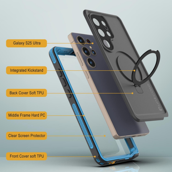 PunkCase Samsung Galaxy S25 Ultra Kickstud 2.0 Klf-Blue