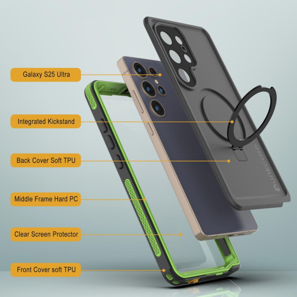 PunkCase Samsung Galaxy S25 Ultra Kickstud 2.0 Klf-Green