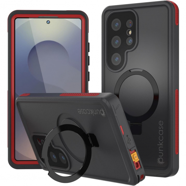 PunkCase Samsung Galaxy S25 Ultra Kickstud 2.0 Klf-Red