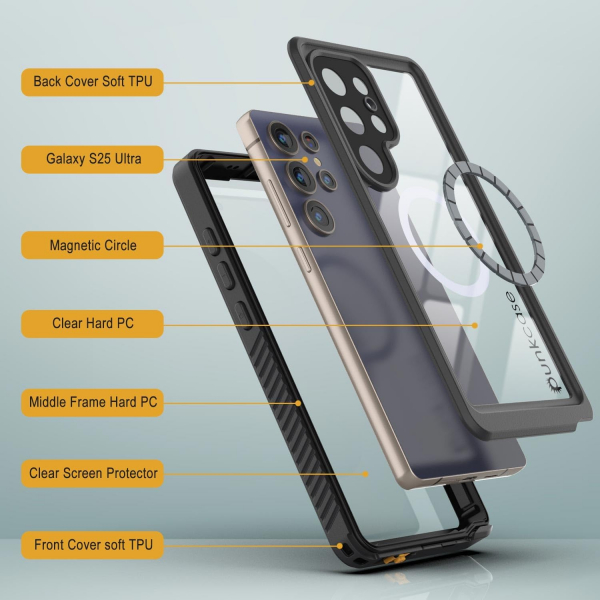 PunkCase Samsung Galaxy S25 Ultra Extreme Mag K�l�f-Black
