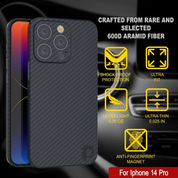 Punkcase AramidShield Serisi iPhone 14 Pro Karbon Fiber Klf (MIL-STD-810G)
