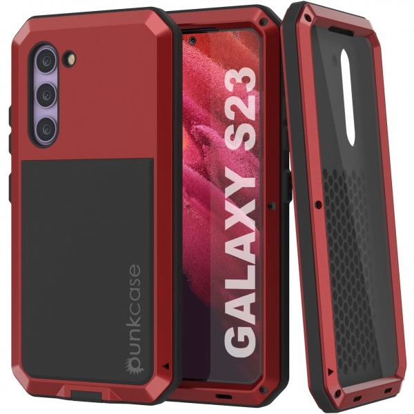 Punkcase Armor Serisi Galaxy S23 Darbeye Dayankl Klf (MIL-STD-810G)-Red