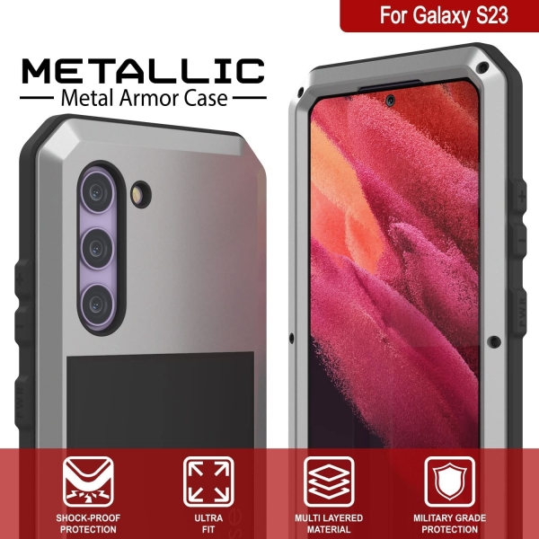 Punkcase Armor Serisi Galaxy S23 Darbeye Dayankl Klf (MIL-STD-810G)-Silver