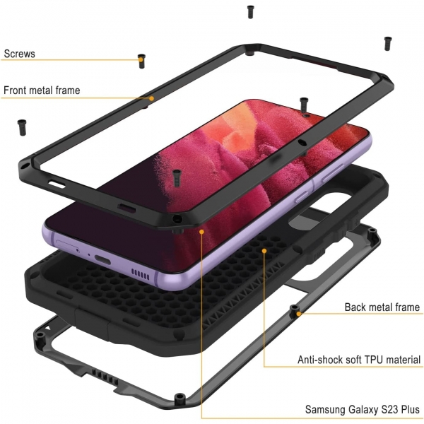 Punkcase Armor Serisi Galaxy S23 Plus Darbeye Dayankl Klf (MIL-STD-810G)-Black