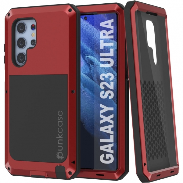 Punkcase Armor Serisi Galaxy S23 Ultra Darbeye Dayankl Klf (MIL-STD-810G)-Red