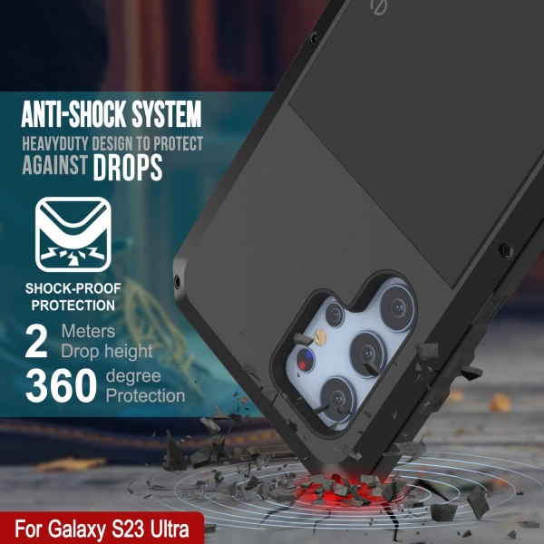 Punkcase Armor Serisi Galaxy S23 Ultra Darbeye Dayankl Klf (MIL-STD-810G)-Black