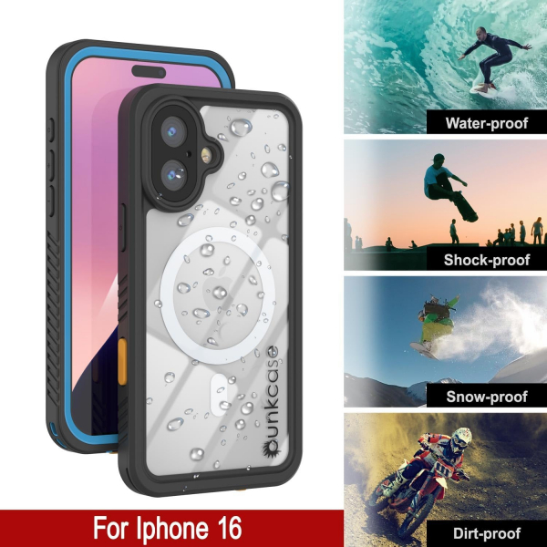 Punkcase iPhone 16 Su Geirmez Extreme Mag Klf -Light Blue