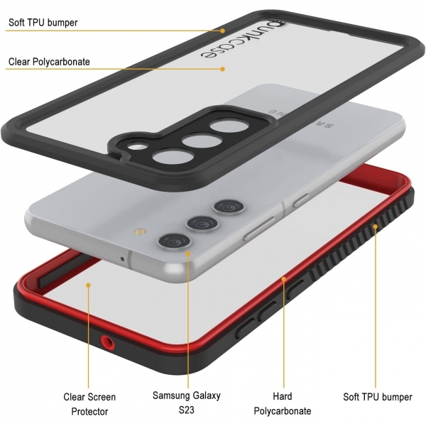 Punkcase Extreme Serisi Galaxy S23 Su Geirmez Klf -Red