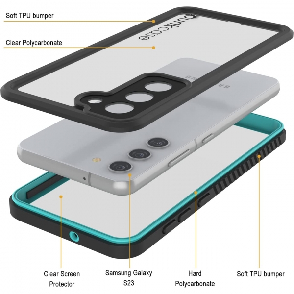 Punkcase Extreme Serisi Galaxy S23 Su Geirmez Klf -Teal