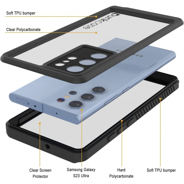 Punkcase Extreme Serisi Galaxy S23 Ultra Su Geirmez Klf -Black