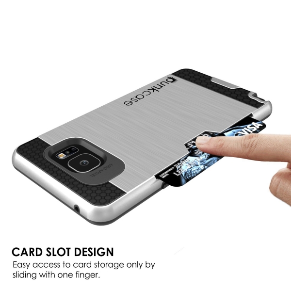 Punkcase Samsung Note 5 Slot Serisi Armor Kapak Klf (MIL-STD-810G)-Silver