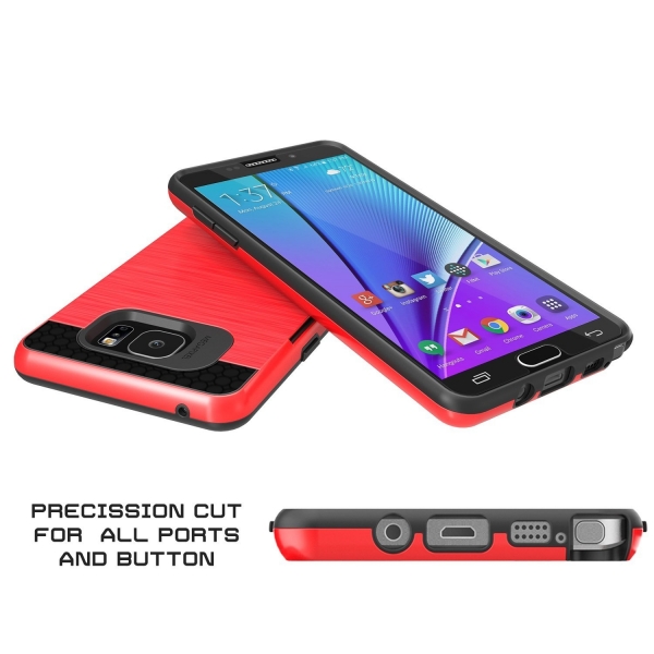 Punkcase Samsung Note 5 Slot Serisi Armor Kapak Klf (MIL-STD-810G)-Red