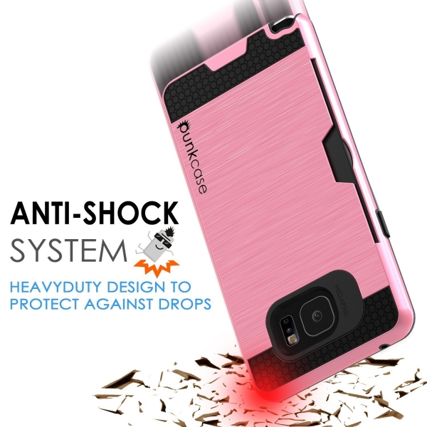 Punkcase Samsung Note 5 Slot Serisi Armor Kapak Klf (MIL-STD-810G)-Pink